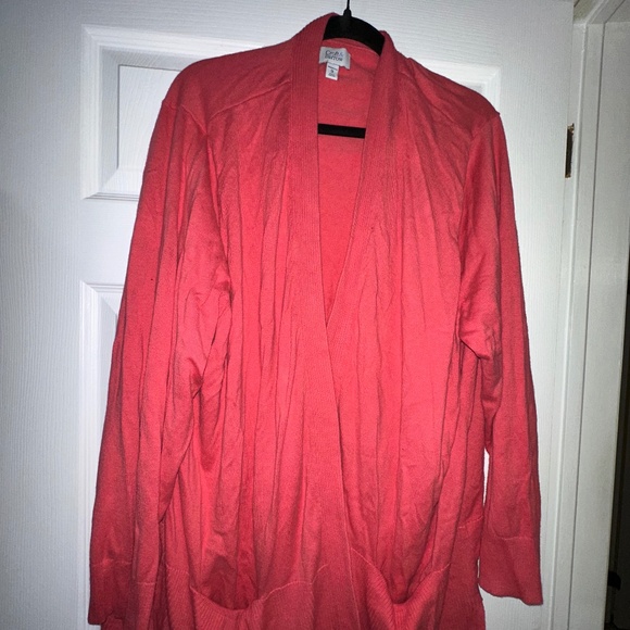 Croft & Barrow Long Cardigan – 3X, Coral Peach - Picture 1 of 6